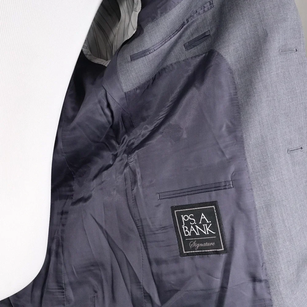 New! Jos. A. Bank Suit‎ Jacket Mens 44R Gray Wool Two-Button Traditional Fit